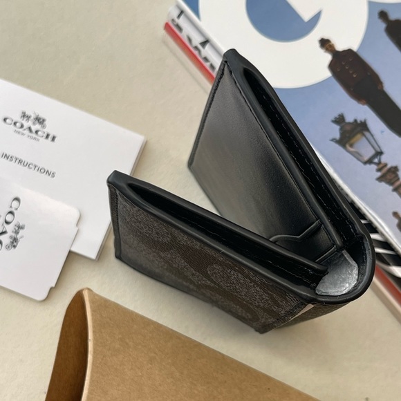 (new+tag+box) Coach Men bifold + card case wallet size 4.25x3 inch - Picture 5 of 13